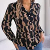 Women's Blouses Long Sleeve Shirt Loose Fit Striped Elegant Lapel for Women Stylish Blouse with Single-breasted Design