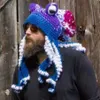 Ahtapot sakal el örgüsü örgü yün şapkalar erkek Noel cosplay partisi komik zor başlık kış sıcak çiftler cap 211231238j