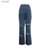 Women's Jeans Jeans Winter European And Fashion Natural Waist Personality Straight Leg Trousers 240304