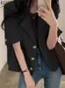 ZANZEA Moda estiva OL Blazer Collo con risvolto Abiti manica corta Donna Casual Streetwear Capispalla Top Vintage Polsini con bottoni Camicie 240220