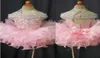 Реальное изображение платья для малышей Розовый кекс из органзы Детские платья для выпускного вечера Кристаллы из бисера с открытой спиной и бантом Формальный день рождения для девочек Pa6106002