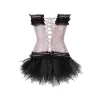 Klänningar vintage spets korsett klänning kvinnor sexig satin korsett topp burlesque bustier mini tutu kjol klubbkläder fest kostym kostym plus storlek