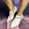 Kledingschoenen Strass Witte Hakken Mode Dames Puntige Rits Dikke Hak Pailletten Diamant Vlinderdas Grote maten Elegant