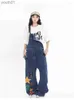 Damesjeans Damesjeans Dames losse rechte overalls Casual bandje Blauwe denim broek Hiphop jarretelbroeken Street chic Vrouwelijke print jumpsuit 240304