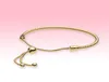 Bracelet coulissant à chaîne plaqué or jaune, chaîne à main, taille réglable pour bracelets à breloques en argent 925 avec boîte d'origine 6713854