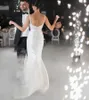 Nuovo arrivo abito da sposa a sirena con strascico staccabile 2024 senza spalline perle abiti da sposa in raso Vestido De Noiva personalizzato