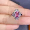 Anéis de cluster Kjjeaxcmy jóias finas s925 prata esterlina incrustada natural rosa safira menina anel suporte teste estilo chinês
