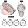 MFMYEE SM Cage à pénis en acier inoxydable Cage à pénis en maille avec 4 anneaux péniens Ensemble de dispositifs de chasteté masculins Ensemble de dispositifs de chasteté masculins BDSM Retenue Pénis Ceinture de chasteté Verrouillage Cage à coq (taille longue)