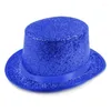 Basker glitter topp hatt bred brim fedora parade carnivals semester kort trollkarl dräkt för utomhussamlingar