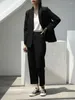 Pantalon de deux pièces pour femmes Lnsozkdg 2024 Femmes Bureau Costume Noir Deux Pièces Pantalon Élégant Blazer Femme Ensemble Casual Veste Lâche Vêtements De Travail