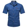 Erkek Gömlekler Kısa Kollu Sıradan Gömlekler Düğme Erkekler İçin Gömlek Plaj Yaz İş Gömleği Plus B boyutu M L XL XXL XXXL 3XL 4XL 5XL