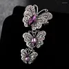 Broches Zlxgirl mode trois Broches papillon Broches pour femmes Hijab accessoires marque Broches en cristal autrichien chapeaux