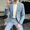 Mäns kostymer 2024Boutique High-End Pure Feel (kostymbyxor) Fashion Business Handsome Trend Korean Version Slim Suit Two-Piece