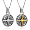 Pendant Necklaces North Star Men Necklace Stainless Steel Compass Mens Jewelry Coin Form Handmade