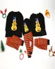 2020 New Family Parentchild Wear European And American Round Neck Christmas Stripe Print Pumpkin Long Sleeve Pajama Set1055747