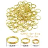 Tags 100 stks 10mm 15mm 20mm Gouden Koperen Sleutelhanger Kleine Hond ID Tag Kraag Accessoires Katten Hond Naam Plaat Ronde Split Ring Sleutel