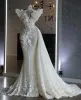 2024 Plus Size Arabische Aso Ebi Luxe Sparkly Zeemeermin Trouwjurk Kant Kralen Lovertjes Sexy Bruidsjurken Jurken