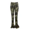 Jeans para mujer Jeans de camuflaje Cintura Corte de bota femeninaJeans con cintura ajustada Denim Ripped Woman Plus Size # g5 240304