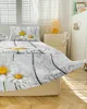 Falda de cama con forma de gota de agua, colcha elástica de grano de madera con fundas de almohada, Funda de colchón, Sábana