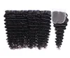 Deep Curly Virgin Hair 4 Bunds med 44 spetsstängning Brasilianska peruanska indiska malaysiska kambodjanska djupvåg obearbetade mänskliga H5671062