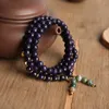 Strand yuokiaa vintage pedra natural corte lapis lazuli grânulo pulseira meditação cura yoga oração bênção jóias unisex