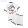 Casablanc shirt ontwerper set masao san print heren casa blanca casual en korte dames losse zijden shirt hoogwaardige tees zomer tour cas 3010