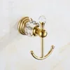 Chromegold Crystal och rostfritt stål Robe Hook Wall Mount Enkel skruvhandduk Hållare Badrumstillbehör Kläderhängare 240228