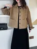 Осенне-зимняя высококачественная шерстяная шерстяная куртка, женская короткая модная стильная маленькая ароматная куртка-топ.