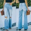 Damskie dżinsy dżinsy jeansowe w stylu jesiennym prostym temperament z kieszeniami myte spodnie kobiety 240304
