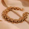 Collier boucles d'oreilles ensemble trois couches tissé main chaîne bracelet bracelets en acier inoxydable bijoux sur le cou colliers plaqués or 18 carats pour