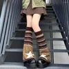 Frauen Socken Harajuku Beinlinge Herbst Winter Gestrickte Gestreifte Sterne Elastische Abdeckung Japanische Mädchen Y2K Protector Hohe Boot