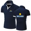 Herrpolos 2024 Men Ricard Summer Luxury T-Shirts Business Lapel Bekvämt Casual Fashion Short Sleeve Brand Clothing Tops