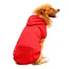 Dog Apparel Hoodie Sweatshirt Back Pocket Warm Outdoor Sweater With Hat And Leash Hole Drawstring Cotton Clothing For Large