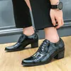 Dress Shoes Men Genuine Leather High Heels Business Male Oxfords Pointed Toe Formal Shoe Man Luxury Wedding Party