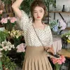 Blouse Blouses Women French Style Dot Sweet Princess Chic Lantern Sleeve Thin Retro Girls Aesthetic Design Crop Tops Loose Daily