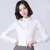 Blusas femininas leve elasticidade de manga comprida trabalho escritório camisa casual cor sólida magro não ferro vestido camisas plus size