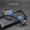 Solglasögon ramar Momoja Retro Fashion Polygonpilot Pilot Spectacle Ultra Light Alloy Eyewear Optical Recept Glasses Double Bridge