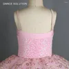 Palco desgaste crianças rosa ballet tutu vestido lantejoulas spandex corpete com tule curto saia princesa traje para meninas 20246