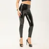 Pantalon en cuir Slim pour femmes, Sexy, élégant, taille haute, Faux pour boîte de nuit, coupe cintrée, pantalon rouge/noir avec élastique