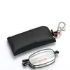 Sunglasses For Men 1.0- 4.0 Anti-Radiation Black Frame Resin Folding Reading Glasses With Storage Bag Women's Key Chain