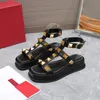 أعلى مصمم جودة Vlogo Sandals الشهيرة v منصة الكعب أحذية الرمال الرملية Miller Shoes Leather Fashion Women 5433