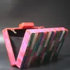 Fuchsia colorful striped acrylic box clutches evening party girl summer beach fashion women shoulder messenger purse hand bags 240223