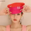 Berets 2023 marca designer primavera verão bonés mulheres duas cores sboy boné cristal-embelezado cetim padeiro menino chapéu