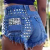 Jeans femme Jeans taille haute Jeans femme mode trou Jeans Shorts amples Rivet pantalons courts livraison directe 240304