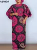 Feestjurken VONDA Vintage Maxi-jurk 2024 Zomer Vrouwen Boheemse Bloemen Gedrukt Vestidos Halve Lantaarn Mouw Casual Losse Zonnejurk Gewaad