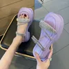 Scarpe eleganti 2024 Tipo di sandali e pantofole Punta rotonda Matsuke Suola spessa da indossare femminile
