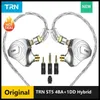 Écouteurs pour téléphones portables TRN ST5 4BA + 1DD hybride suspendu dans l'oreille casque 10 pilotes unité HIFI DJ moniteur écouteurs écouteurs suppression de bruit pour BAX Kirin YQ240304