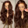 HD Chocoladebruin 13x6 Body Wave Kanten Voorkant Pruik Braziliaans Bruin 360 Volledig Transparant Kant Frontale Pruiken Voor Vrouwen Menselijk haar 240228