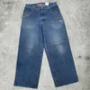 Kvinnors jeans jeans streetwear jnco mens hip hop grafik retro blå baggy denim byxor midja breda byxor 240304