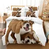 Beddengoedsets Hond Dekbedovertrek Beddengoed Set Leuke Pug Enkele kinderbed voor meisje Jongen Drop Home Textiellinnengoed